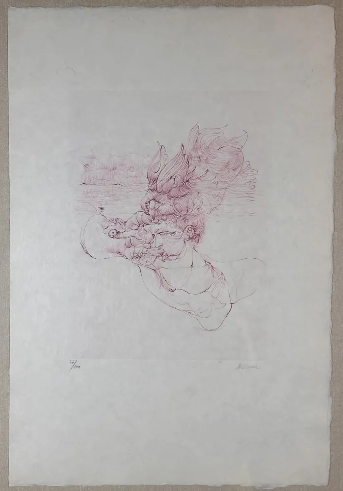 Etching Bellmer - Femme au Chapeau D'Oisseau