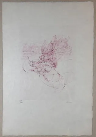 Etching Bellmer - Femme au Chapeau D'Oisseau