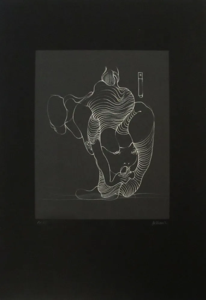 Engraving Bellmer - Femme avalant un serpent