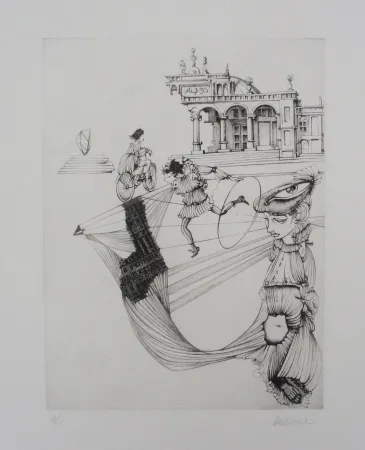 Etching And Aquatint Bellmer - Filles et cerceau