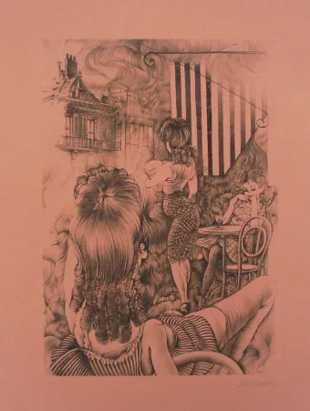 Etching And Aquatint Bellmer - Incendie à Marseille