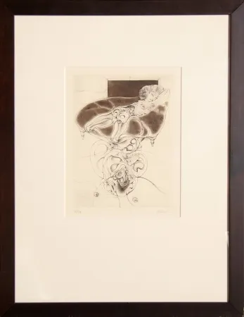 Etching Bellmer - La petite fille sur canape noir