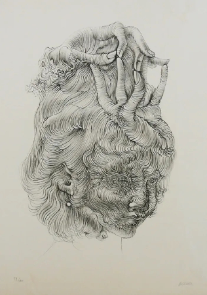 Lithograph Bellmer - LE CHAPEAU MAIN