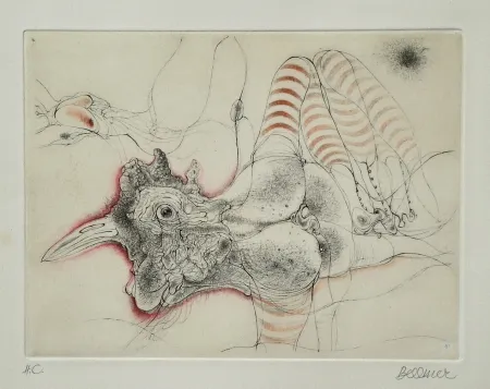 Drypoint Bellmer - Le coq ou la poule