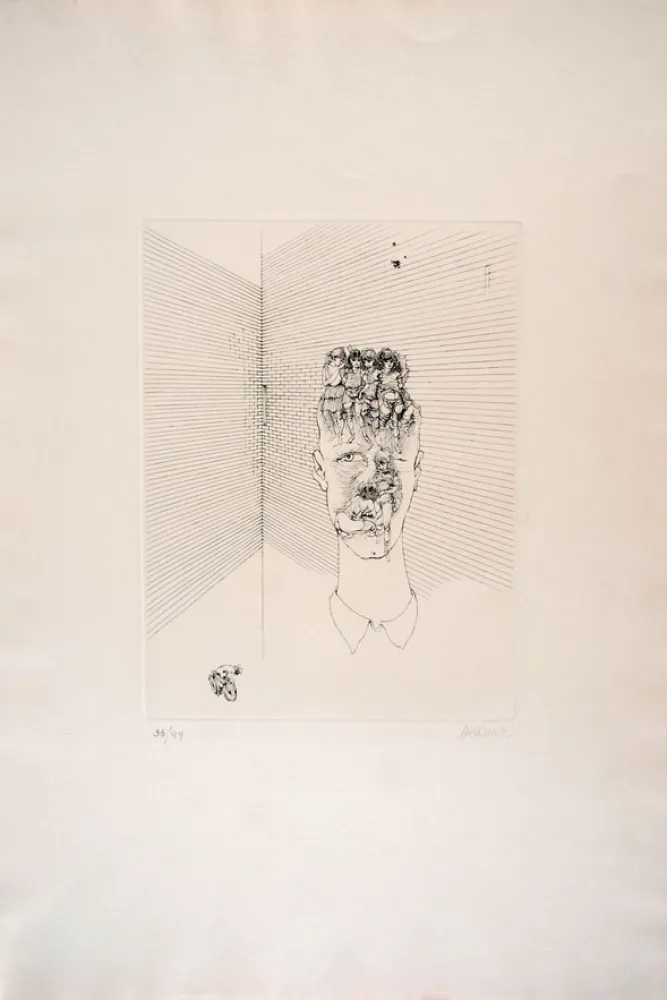 Drypoint Bellmer - Les yeux bleus