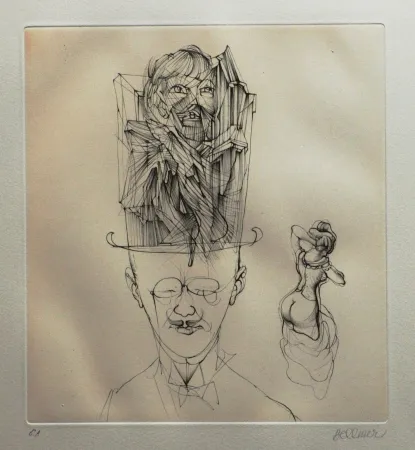 Etching And Aquatint Bellmer - L'homme au chapeau melon