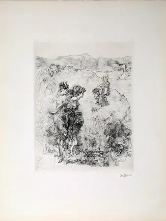 Etching Bellmer - Paysage 1800