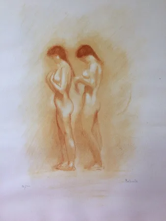 Lithograph Belmondo - Nus. Lithographie à la manière de la sanguine. 