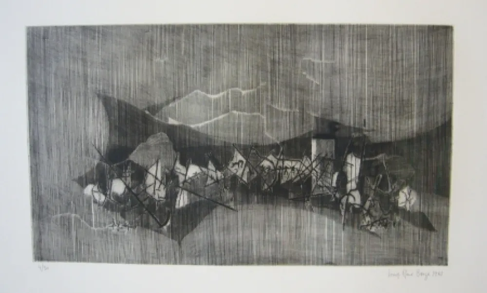 Etching Berge - Cerf volant