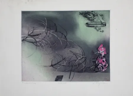 Etching And Aquatint Bergmann - Rosa Rose