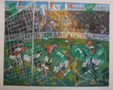 Lithograph Bertholle - Match de football