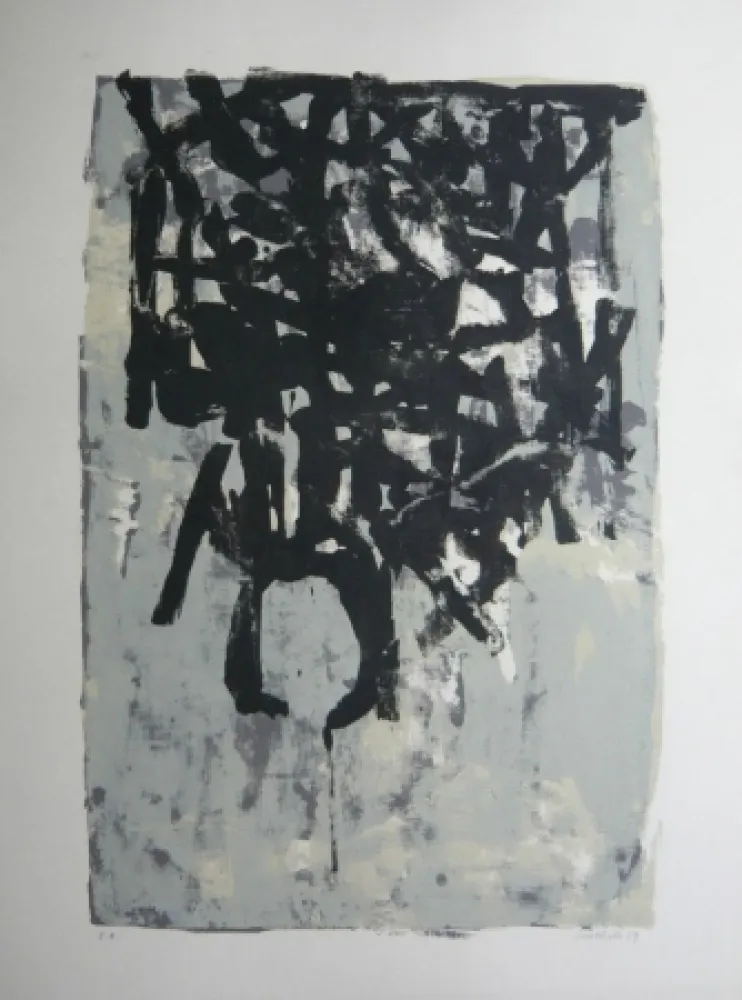 Lithograph Bertholo - Composition 