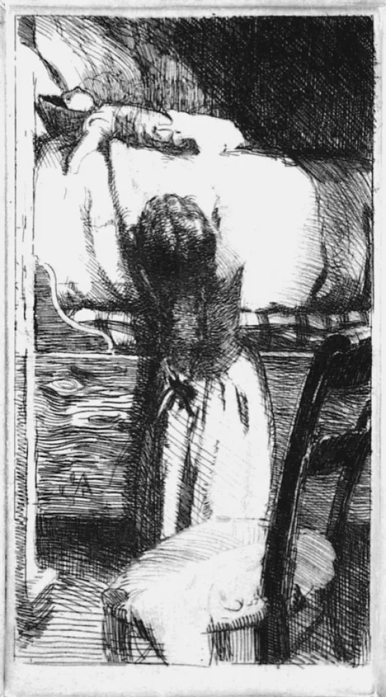 Engraving Besnard - La pupée