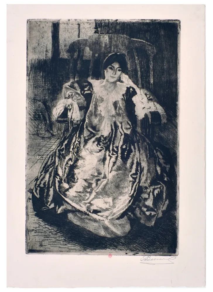 Engraving Besnard - La rêveuse : eau-forte