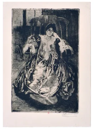 Engraving Besnard - La rêveuse : eau-forte