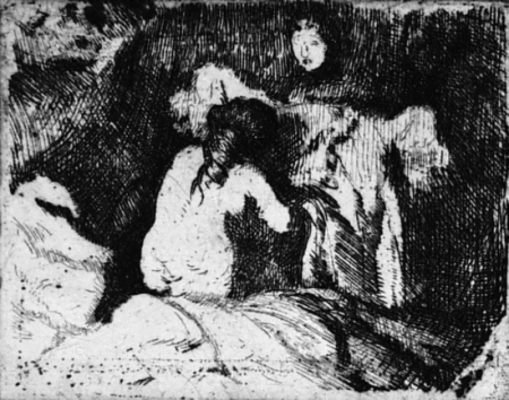 Engraving Besnard - Le lever