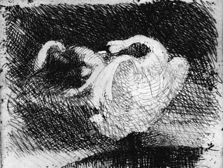 Engraving Besnard - Léda s'endort