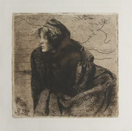 Etching Besnard - Mélancolie