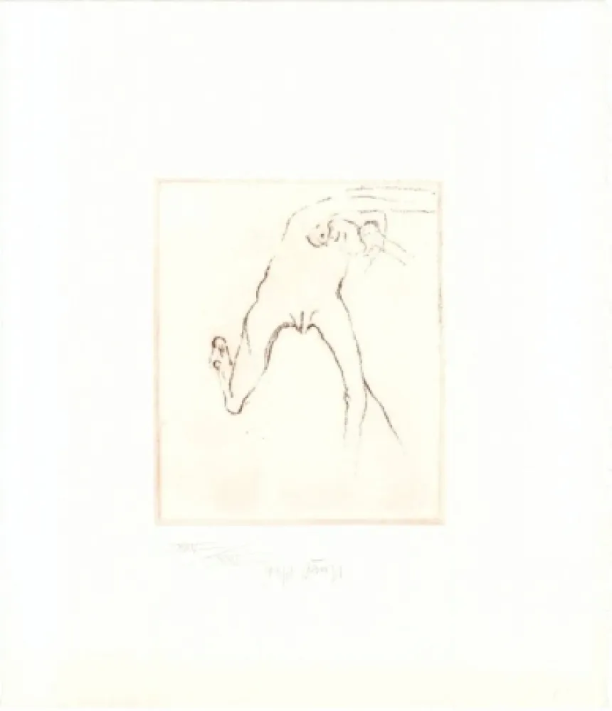 Etching And Aquatint Beuys - Schwurhand: Frau rennt weg mit Gehirn 