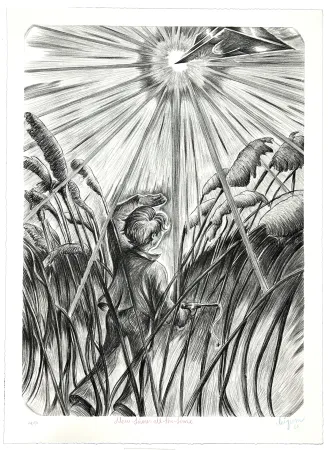 Lithograph Bigum - New times all the times 