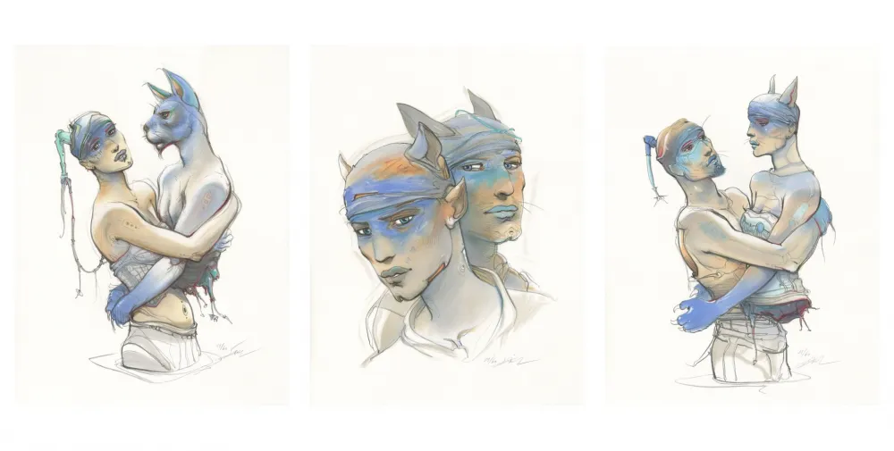 Lithograph Bilal - Transhumans - Triptyque