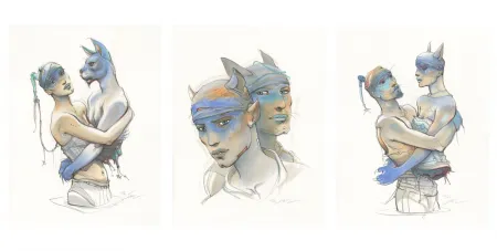 Lithograph Bilal - Transhumans - Triptyque