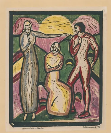 Woodcut Billert - Drei Figuren