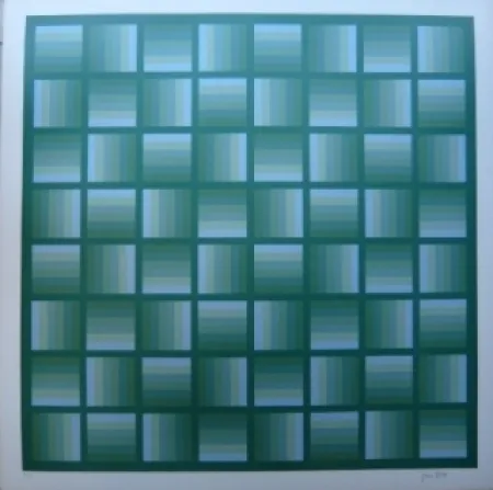 Lithograph Bird - Tribute to vasarely 3