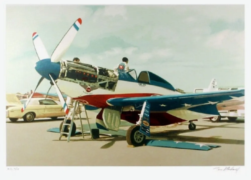 Lithograph Blackwell - Red, White & Blue Mustang