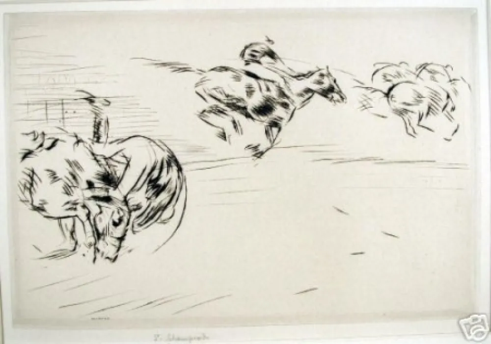 Drypoint Blampied - The tumble