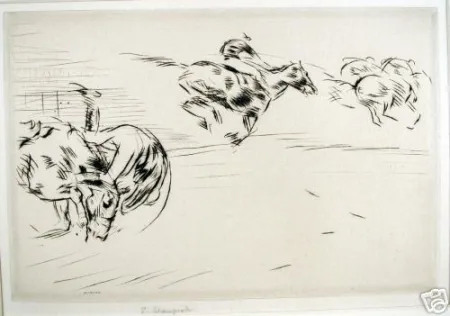 Drypoint Blampied - The tumble