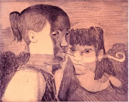 Etching Bollinger - Untitled (Twined Gazes)