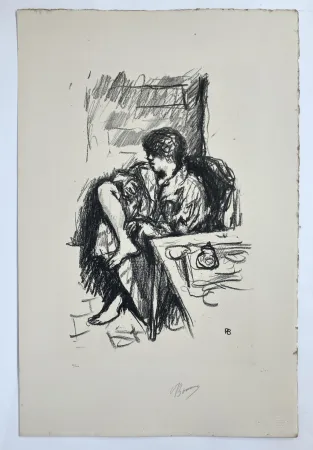 Lithograph Bonnard - Femme assise faisant sa toilette. 1925.