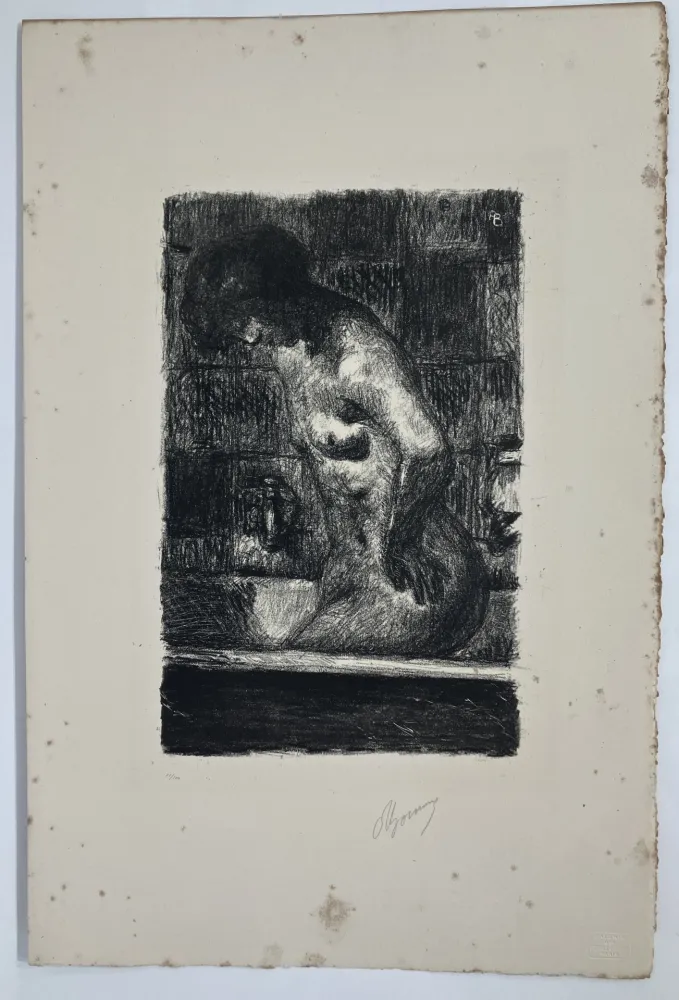Lithograph Bonnard - Femme debout dans sa baignoire. 1925.