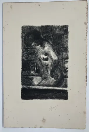 Lithograph Bonnard - Femme debout dans sa baignoire. 1925.