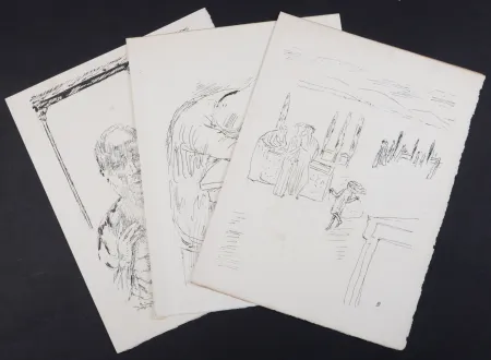 Lithograph Bonnard - La vie de Sainte Monique #11, 1930 - Set of 3 lithographs