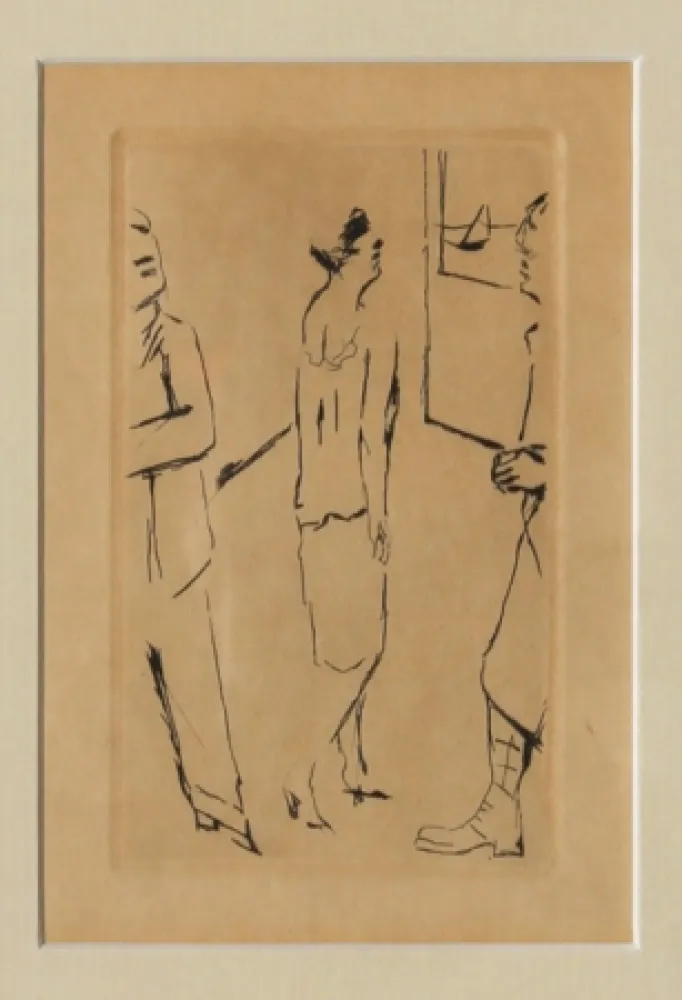 Engraving Bonnard - Lady in the Street