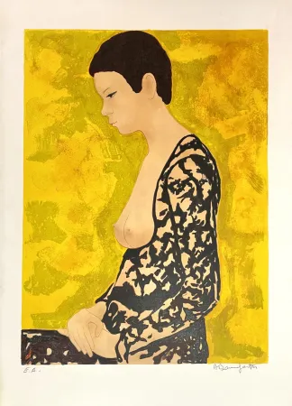 Lithograph Bonnefoit - Cheveux courts 