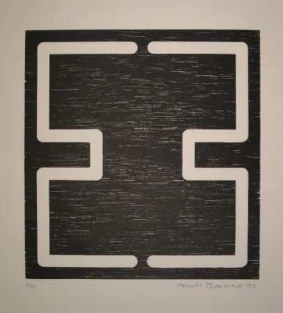 Woodcut Bosshard - Liegendes H