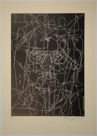 Linocut Bosshard - Selbstbildnis mit Schülern