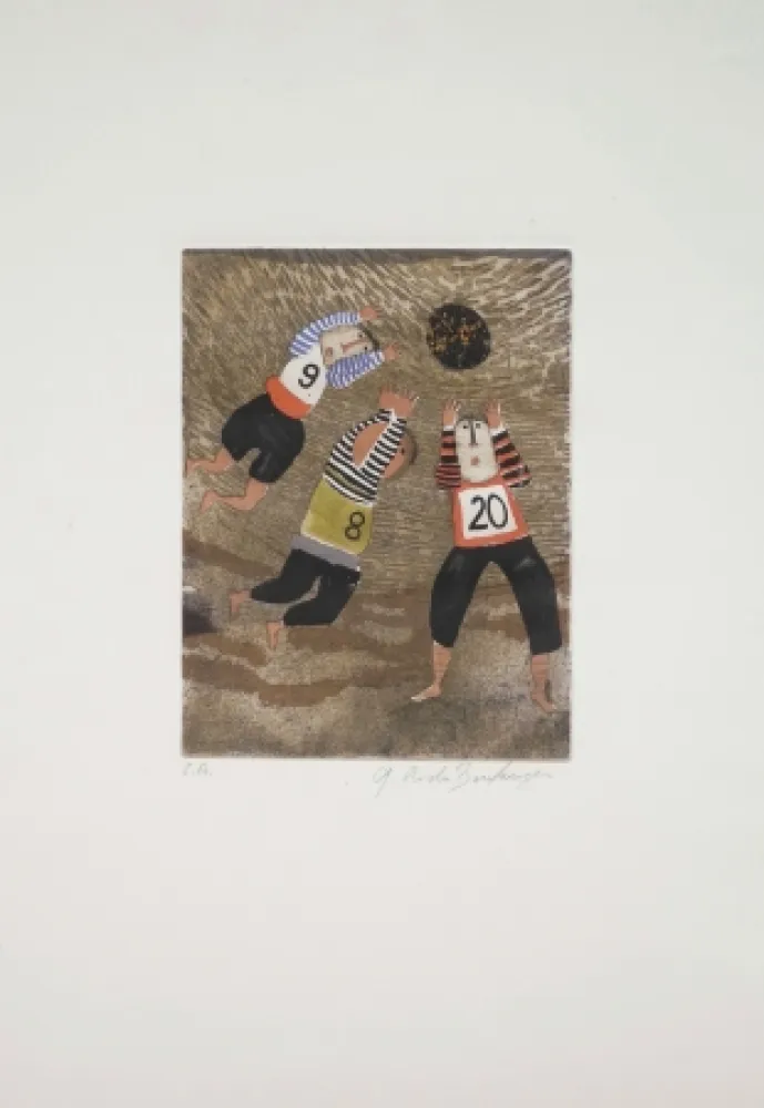 Aquatint Boulanger - Joueurs de Rugby