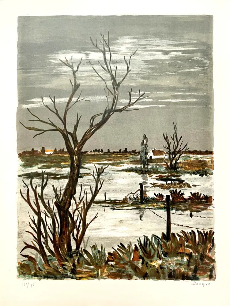 Lithograph Boumian - Paysage
