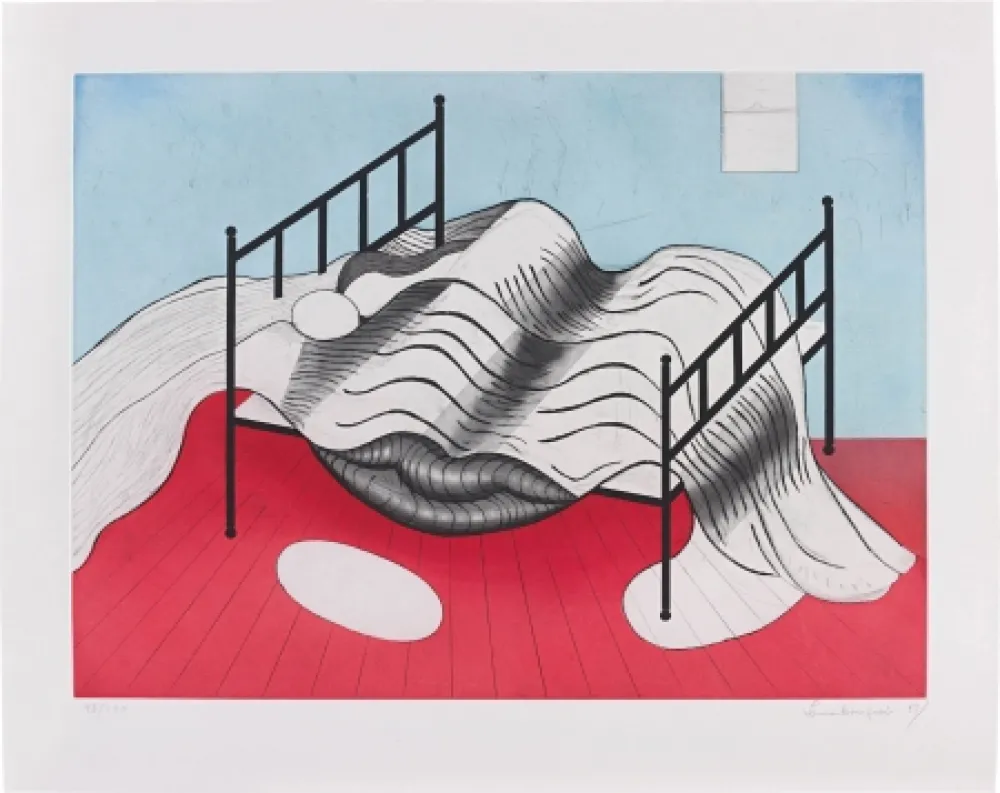 Aquatint Bourgeois - Le Lit Gros Edredon (With Lips)