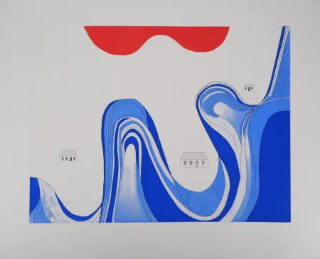 Etching Bourgeois - Paysage au lac