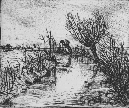 Engraving Bozzetti - Il canale d'inverno