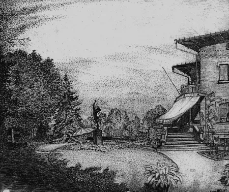 Engraving Bozzetti - Villa Colonna. Il giardino