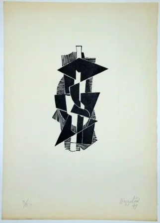 Linocut Bozzolini - Quatre piraine