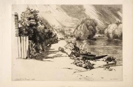 Etching Bracquemond - La Seine au bas Meudon