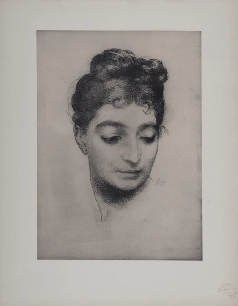 Lithograph Bracquemond - Portrait, 1897
