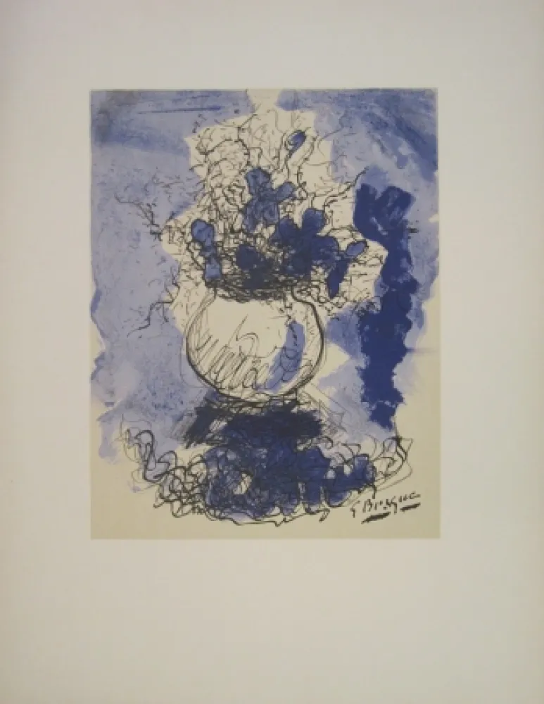 Lithograph Braque - Bouquet de fleurs à l’aquarelle
